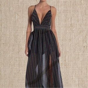 Glitter Rainbow Mesh Maxi Dress